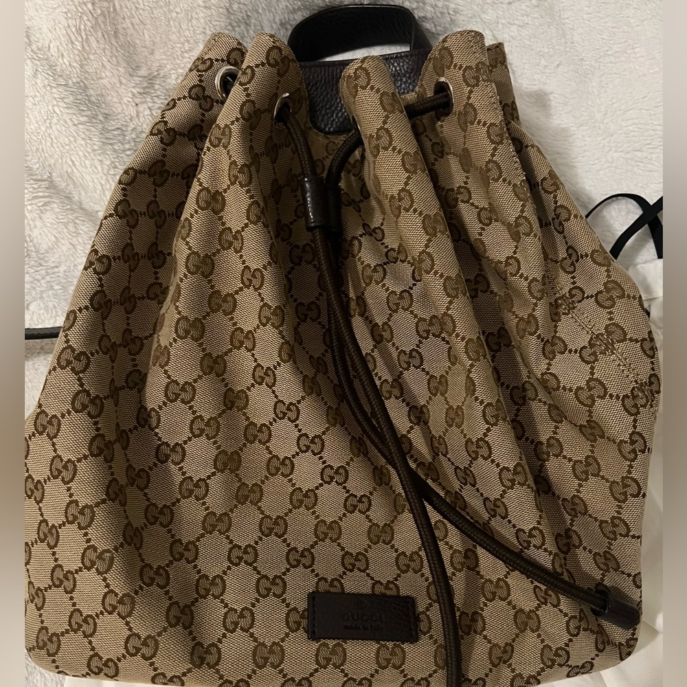 Gucci Bags | Gucci Gg Drawstring Canvas Backpack | Size: 12.5”L X 6”W X 13.5”H
